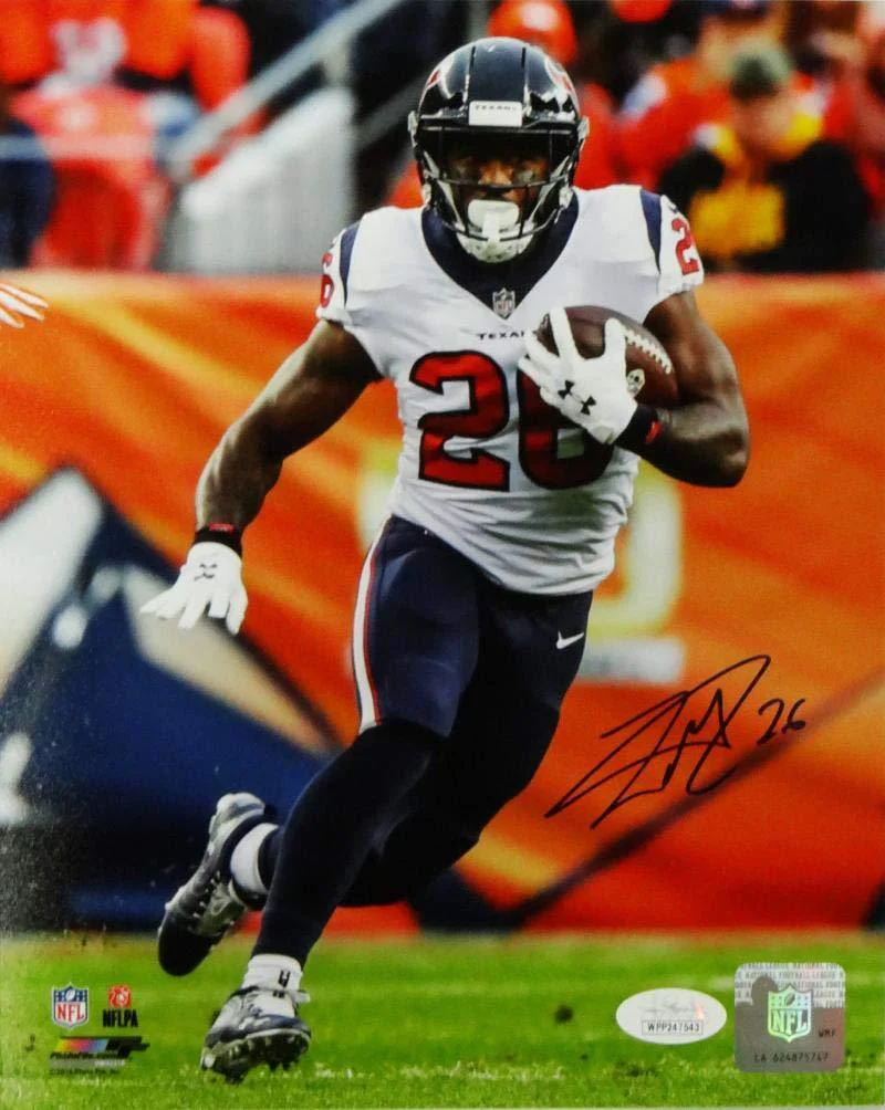 Lamar Miller Signed Houston Texans 8x10 Running vs Denver PF Photo- JSA W Auth - Image 2