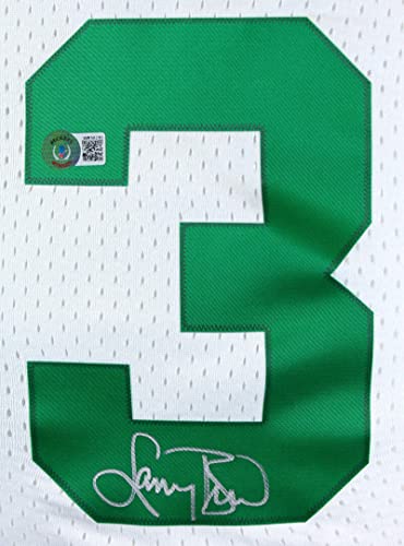 Larry Bird Autographed Celtics White Mitchell&Ness Hardwood Classic Swingman Jersey- Beckett W Hologram Silver - Image 5