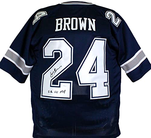 Larry Brown Autographed Blue Pro Style Jersey W/SB MVP- JSA W Black