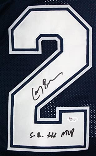 Larry Brown Autographed Blue Pro Style Jersey W/SB MVP- JSA W Black - Image 3