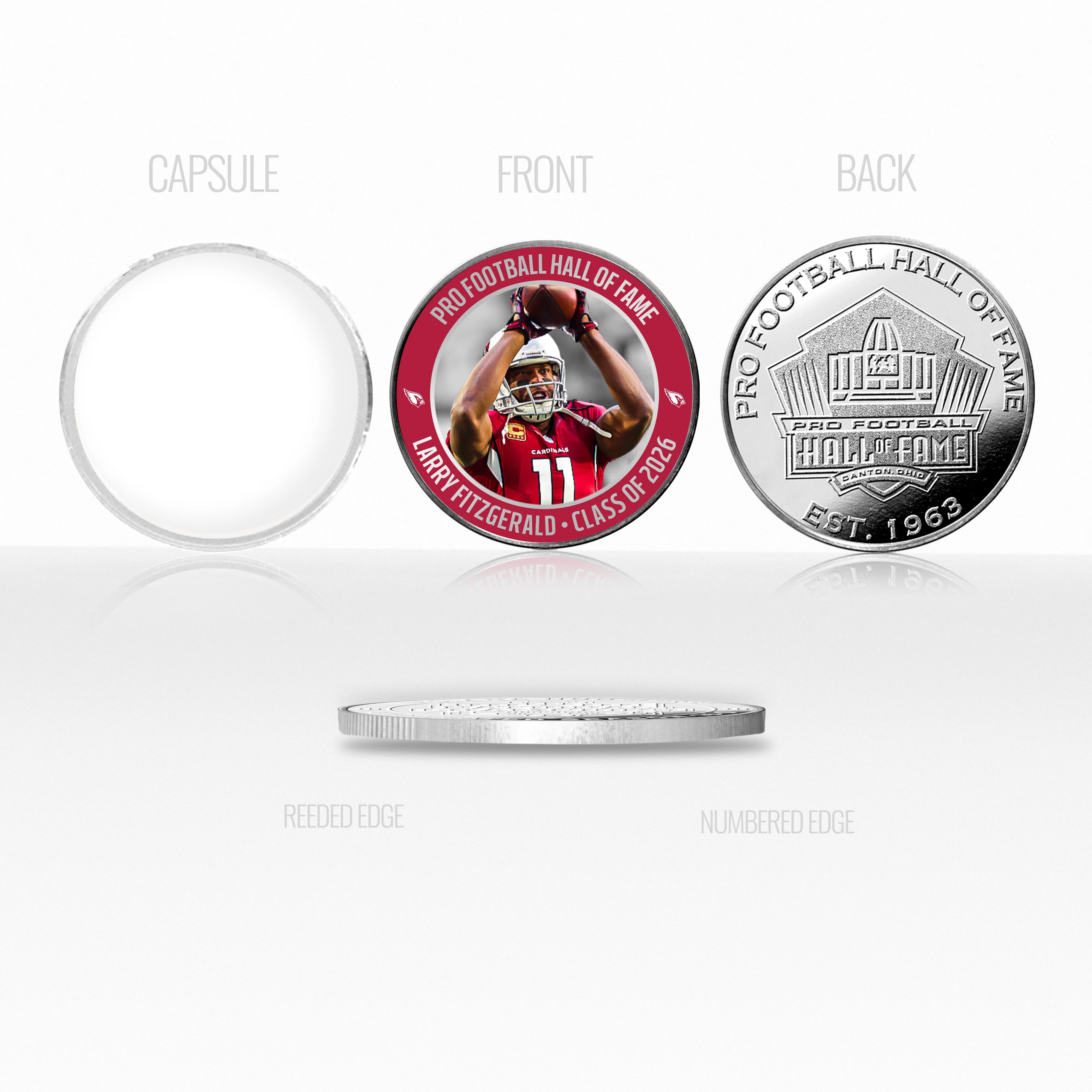 Larry Fitzgerald 2026 NFL Hall of Fame Induction Silver Plated Coin - Image 3