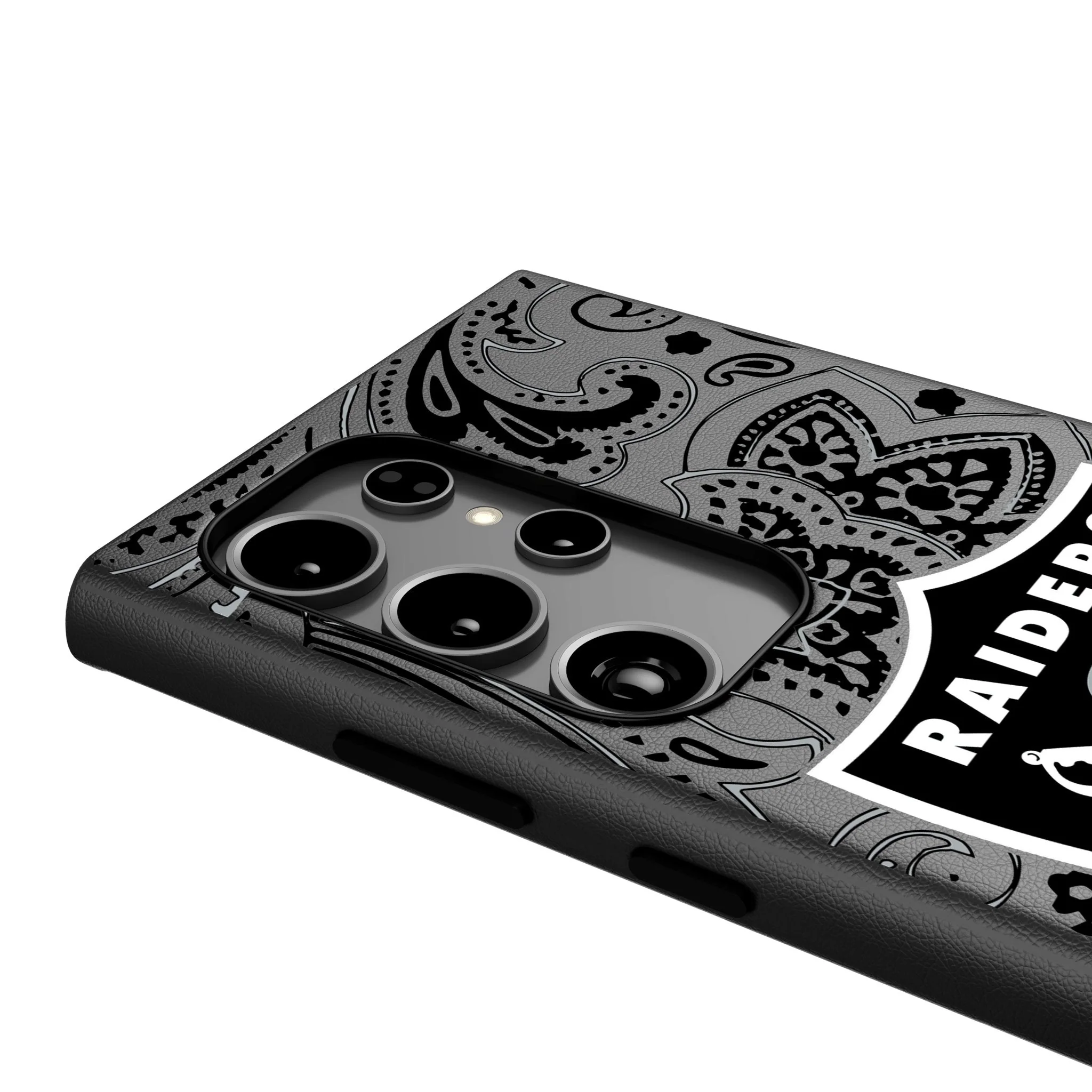 Las Vegas Raiders Paisley MagSafe Compatible Phone Case for Samsung Galaxy - Image 4