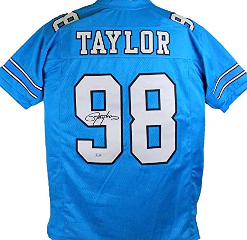 Lawrence Taylor Autographed Light Blue College Style Jersey- Beckett W Black
