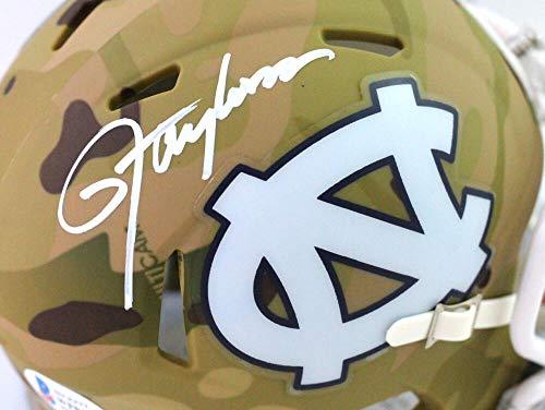 Lawrence Taylor Autographed North Carolina Camo Speed Mini Helmet - Beckett W Auth White - Image 2