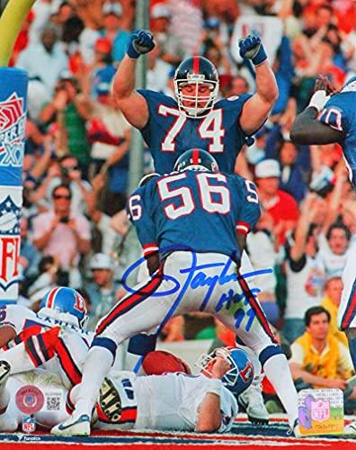 Lawrence Taylor Autographed NY Giants 8X10 Sack FP Photo w/HOF- Beckett W Blue