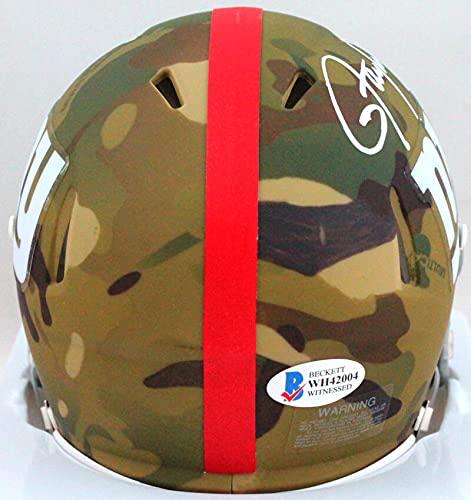 Lawrence Taylor Autographed NY Giants Camo Mini Helmet- Beckett W White - Image 2