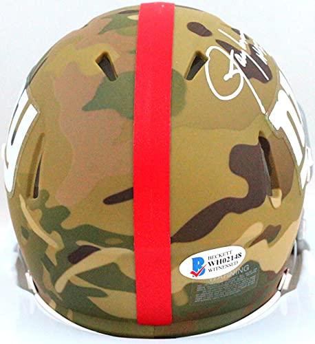 Lawrence Taylor Autographed NY Giants Camo Mini Helmet w/HOF- Beckett W White - Image 2