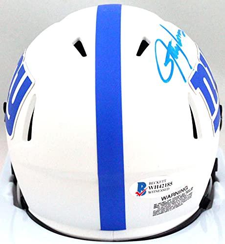 Lawrence Taylor Autographed NY Giants Lunar Speed Mini Helmet- Beckett W Blue - Image 2