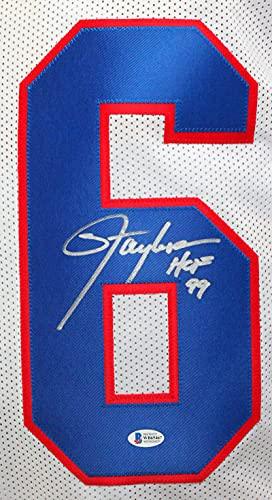 Lawrence Taylor Autographed White Pro Style Jersey w/HOF- Beckett W Silver 6 - Image 3
