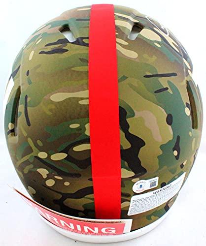 Lawrence Taylor Signed NY Giants Authentic Camo F/S Helmet w/HOF- Beckett W White - Image 3