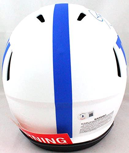 Lawrence Taylor Signed NY Giants Authentic Lunar F/S Helmet w/HOF- Beckett W Blue - Image 3