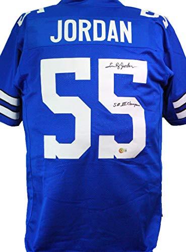 Lee Roy Jordan Autographed Blue Pro Style Jersey w/White Num- Beckett W Black