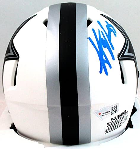 Leighton Vander Esch Autographed Dallas Cowboys Lunar Mini Helmet-Fanatics Blue - Image 2