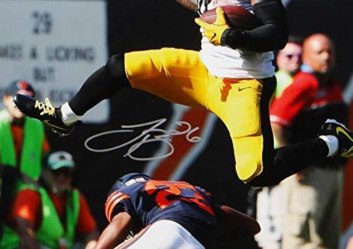 LeVeon Bell Autographed Steelers 16x20 PF Photo Jumping over Bears- JSA W Auth Silver - Image 2