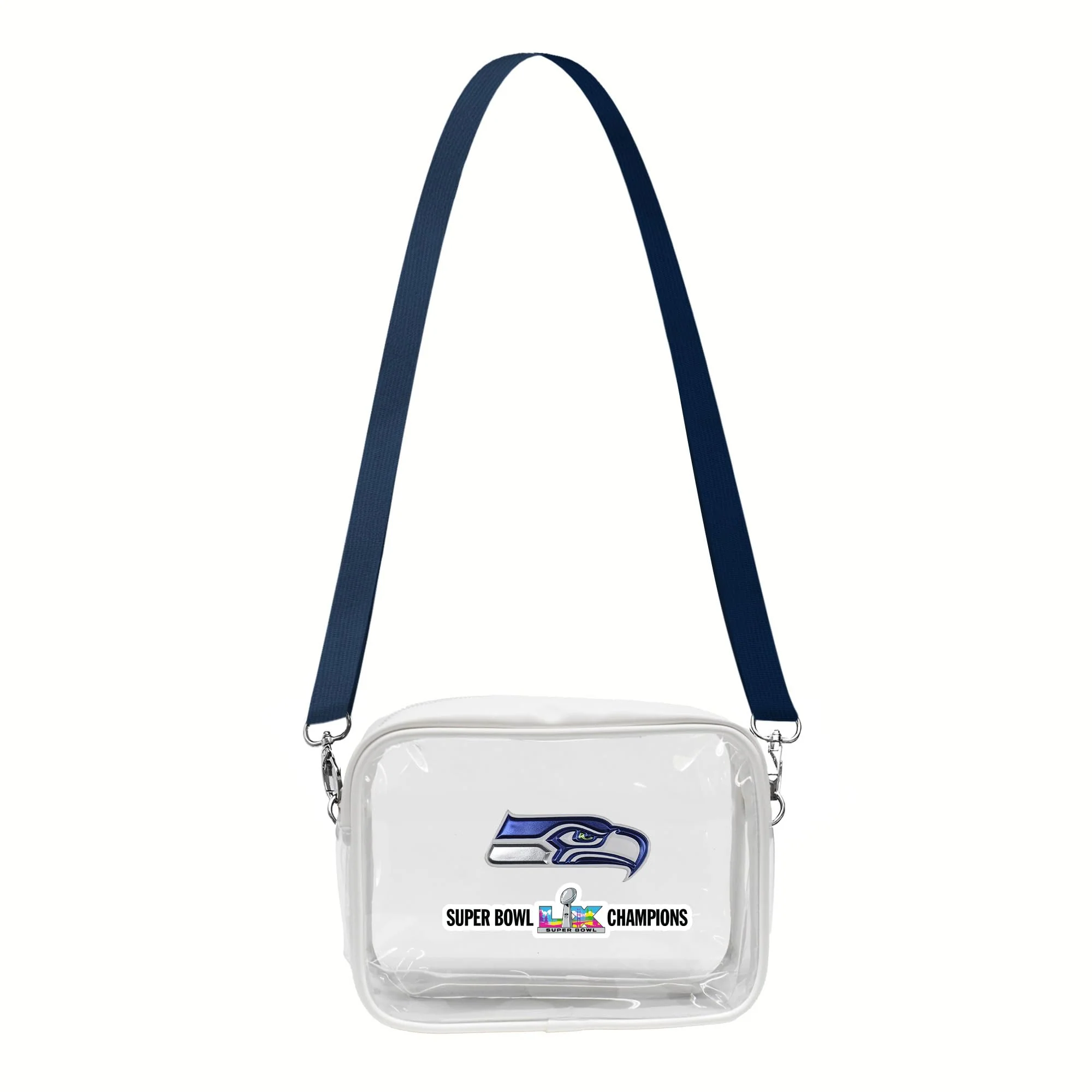 Littlearth NFL Super Bowl LX Champion Seattle Seahawks-Clear Fanny Fan Purse with 3D Logo