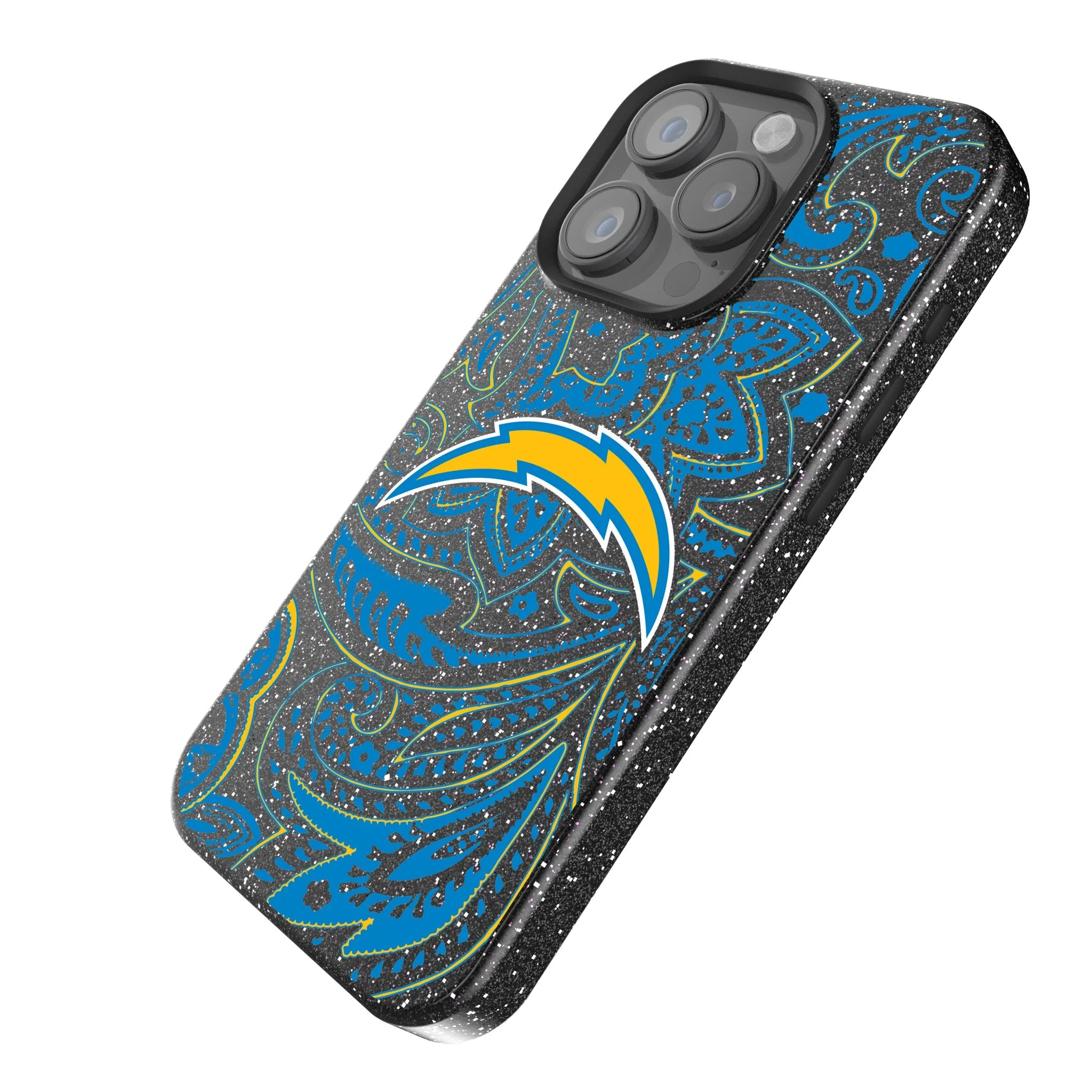 Los Angeles Chargers Paisley Bling Phone Case - Image 2