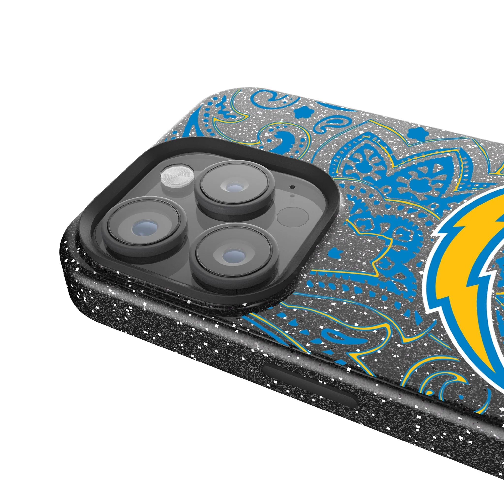 Los Angeles Chargers Paisley Bling Phone Case - Image 4