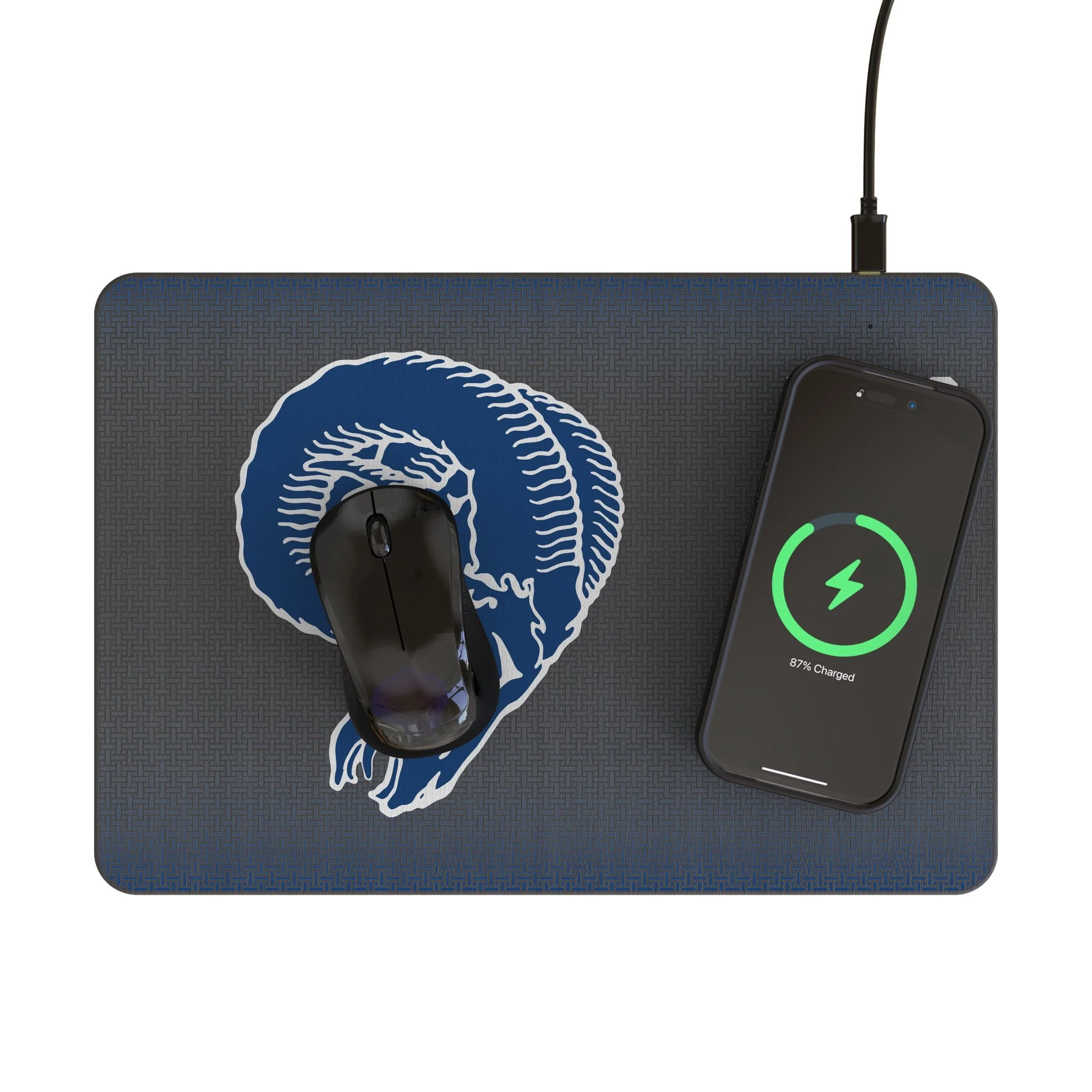 Los Angeles Rams Historic Collection Linen 15-Watt Wireless Charger and Mouse Pad - Image 2
