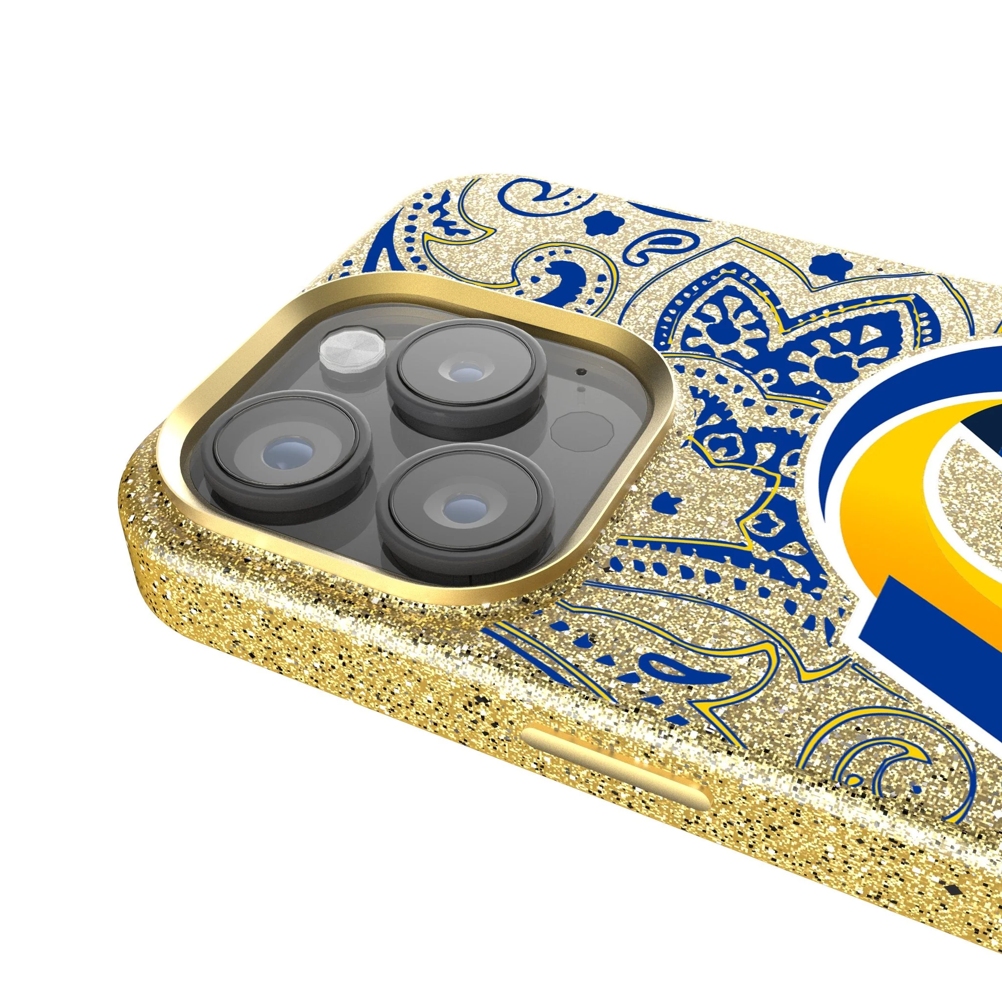 Los Angeles Rams Paisley Bling Phone Case - Image 4
