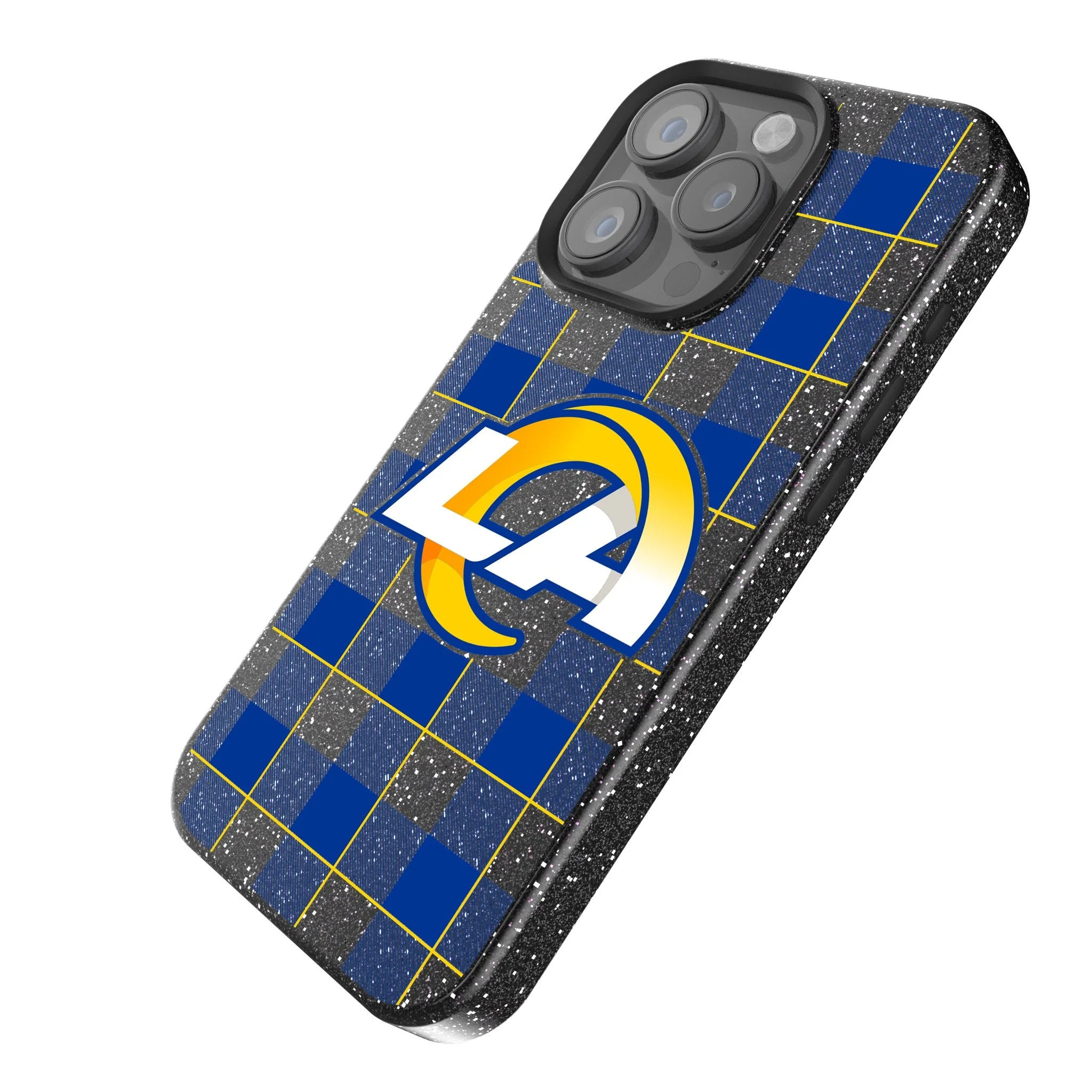 Los Angeles Rams Plaid Bling Phone Case - Image 2