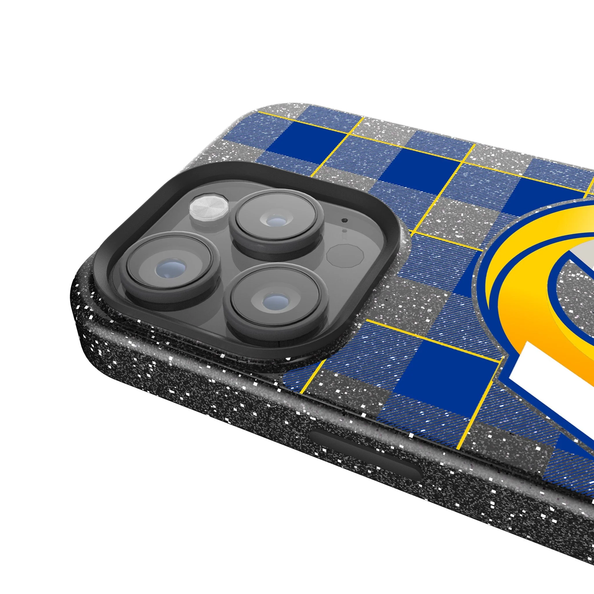 Los Angeles Rams Plaid Bling Phone Case - Image 4