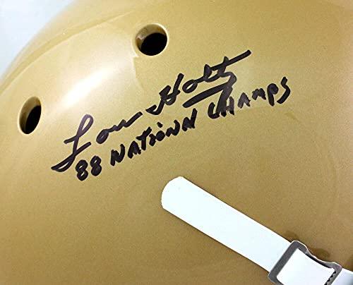 Lou Holtz Autographed Notre Dame Speed Authentic F/S Helmet w/Insc- Beckett W Black - Image 5