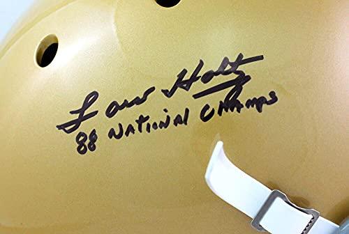 Lou Holtz Autographed Notre Dame Speed Full Size Helmet w/NAT- Beckett W Black - Image 5
