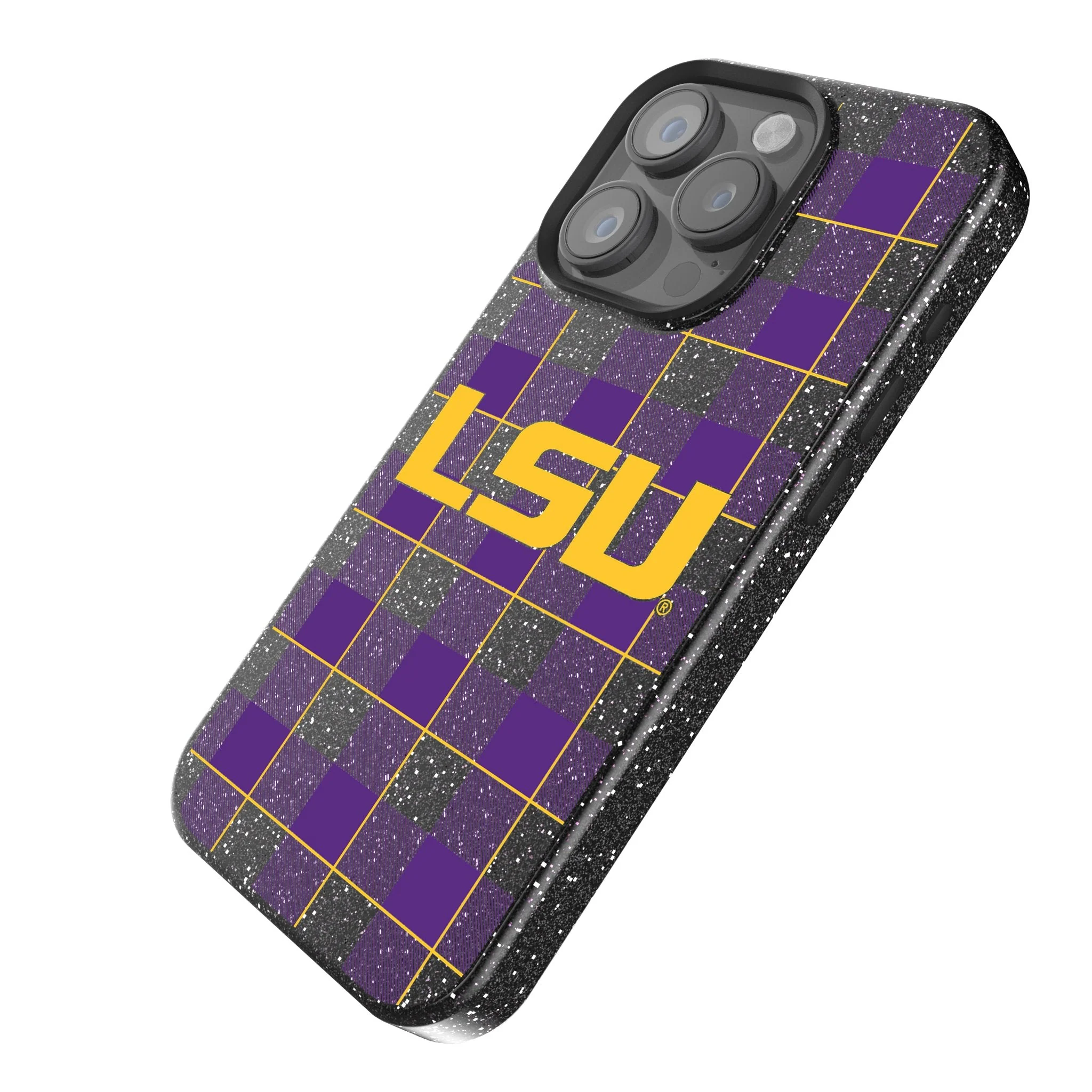 Louisiana State University Tigers Plaid Bling Phone Case - Image 2