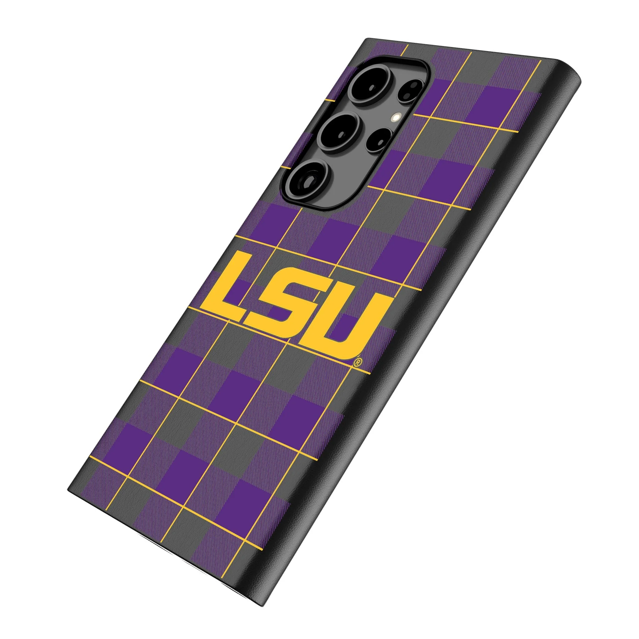 Louisiana State University Tigers Plaid MagSafe Compatible Phone Case for Samsung Galaxy - Image 2