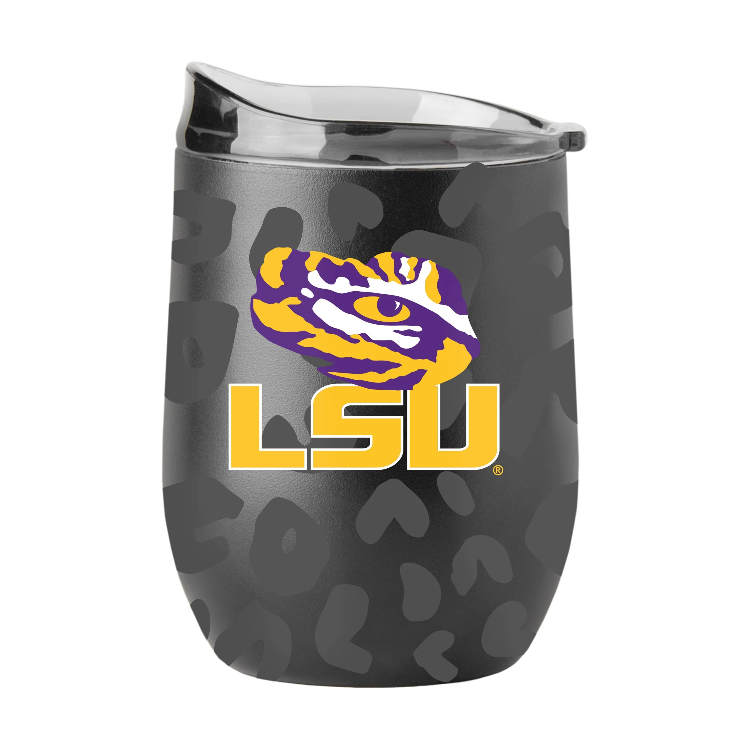 LSU Leopard 16oz Black Powder Coat Curved Beverage
