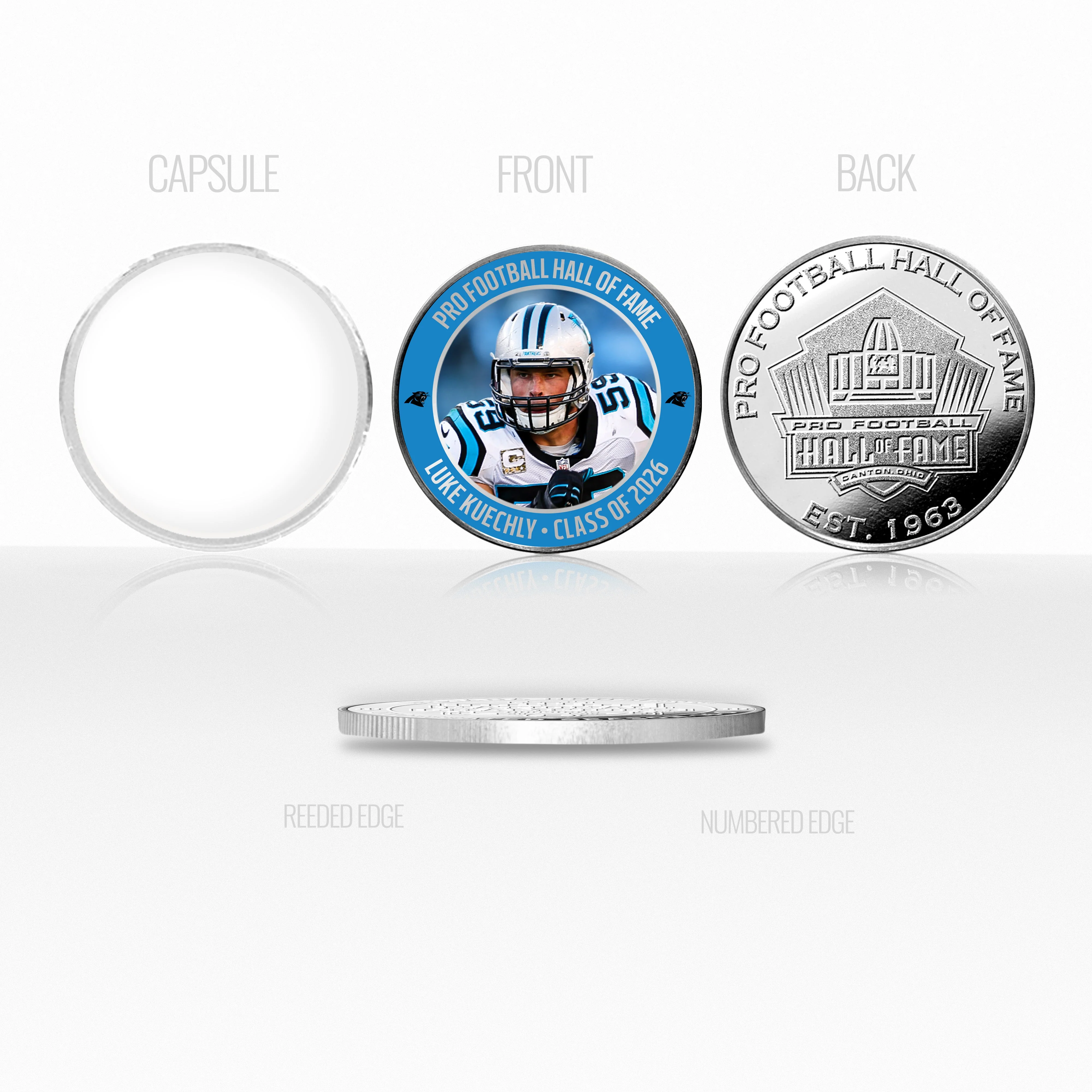 Luke Kuechly 2026 NFL Hall of Fame Induction Silver Plated Coin - Image 3