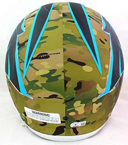 Luke Kuechly Autographed Carolina Panthers Camo F/S Helmet- Beckett W Baby Blue - Image 3