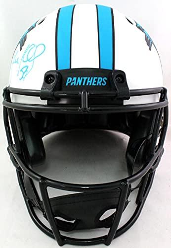 Luke Kuechly Autographed Panthers Authentic Lunar FS Helmet- Beckett WBaby Blue - Image 4