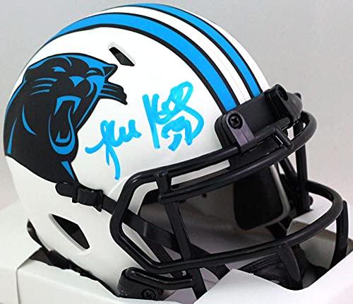 Luke Kuechly Autographed Panthers Lunar Speed Mini Helmet- Beckett W Baby Blue