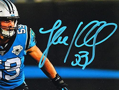 Luke Kuechly Autographed Panthers Stance 8x10 FP Photo- Beckett W Teal - Image 2