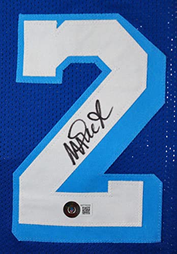 Magic Johnson Autographed Blue Los Angeles Jersey-Beckett W Hologram Black - Image 5