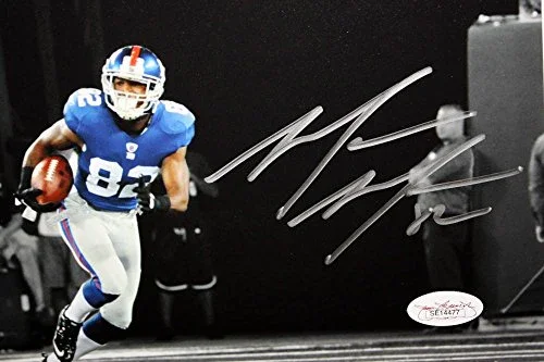 Mario Manningham Autographed 8x10 BW Color Photo- JSA Authenticated - Image 2