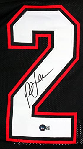 Marshall Faulk Autographed Black College Style STAT Jersey-Beckett W Hologram Black - Image 5