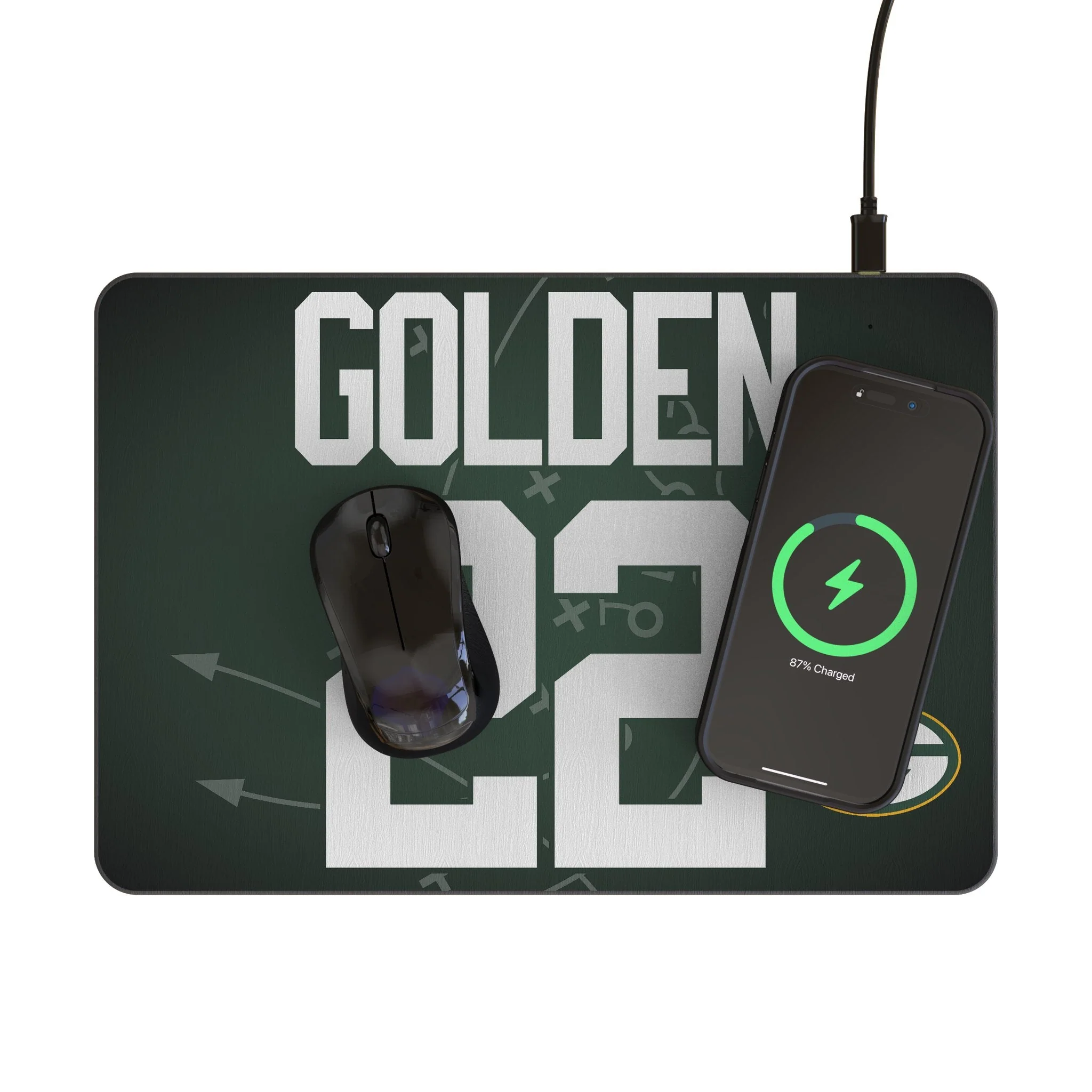 Matthew Golden Green Bay Packers 22 Game Tactic 15-Watt Wireless Charger and Mouse Pad - Image 2