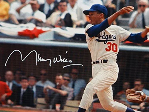 Maury Wills Autographed LA Dodgers 16x20 Swinging Photo- JSA W Auth - Image 2