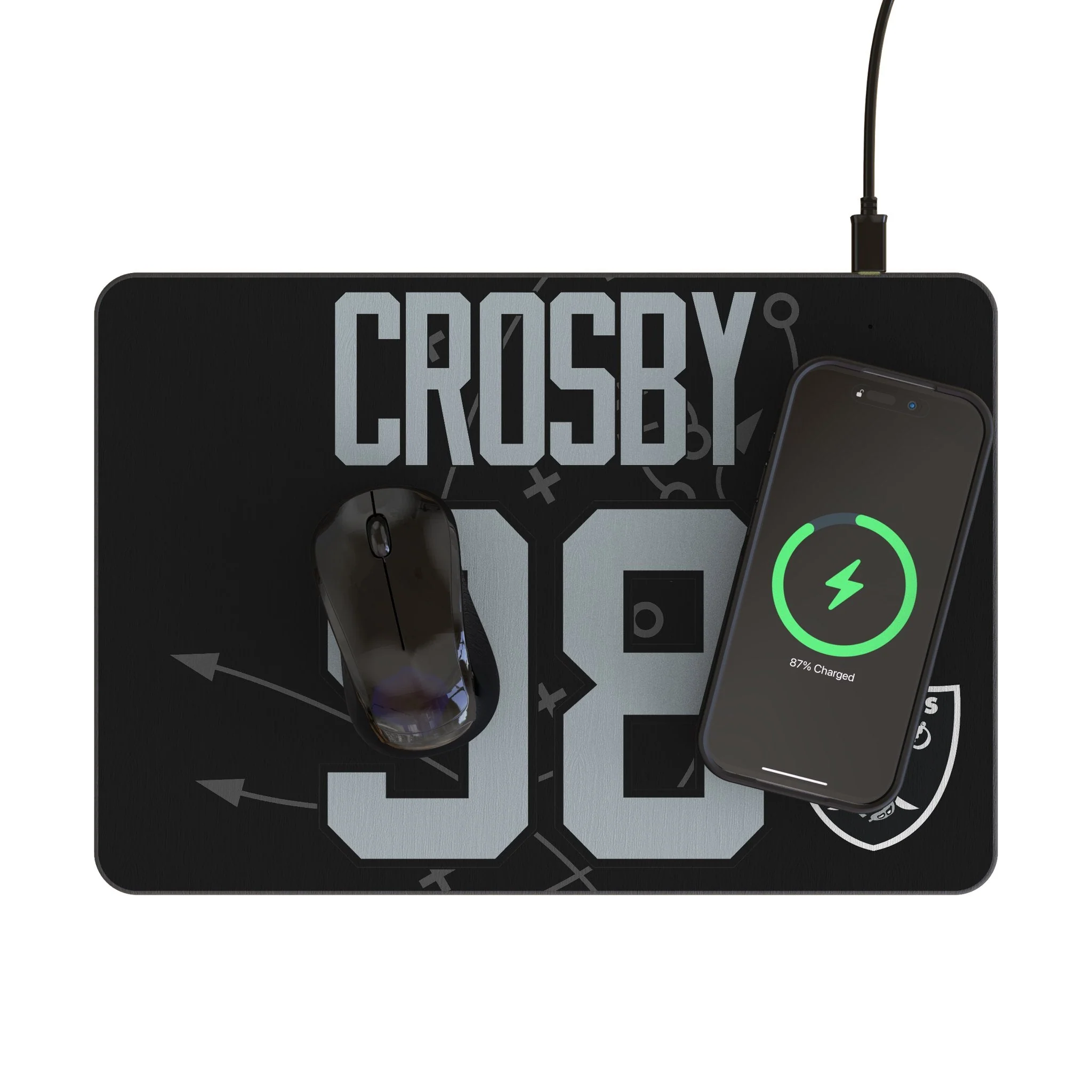 Maxx Crosby Las Vegas Raiders 98 Game Tactic 15-Watt Wireless Charger and Mouse Pad - Image 2