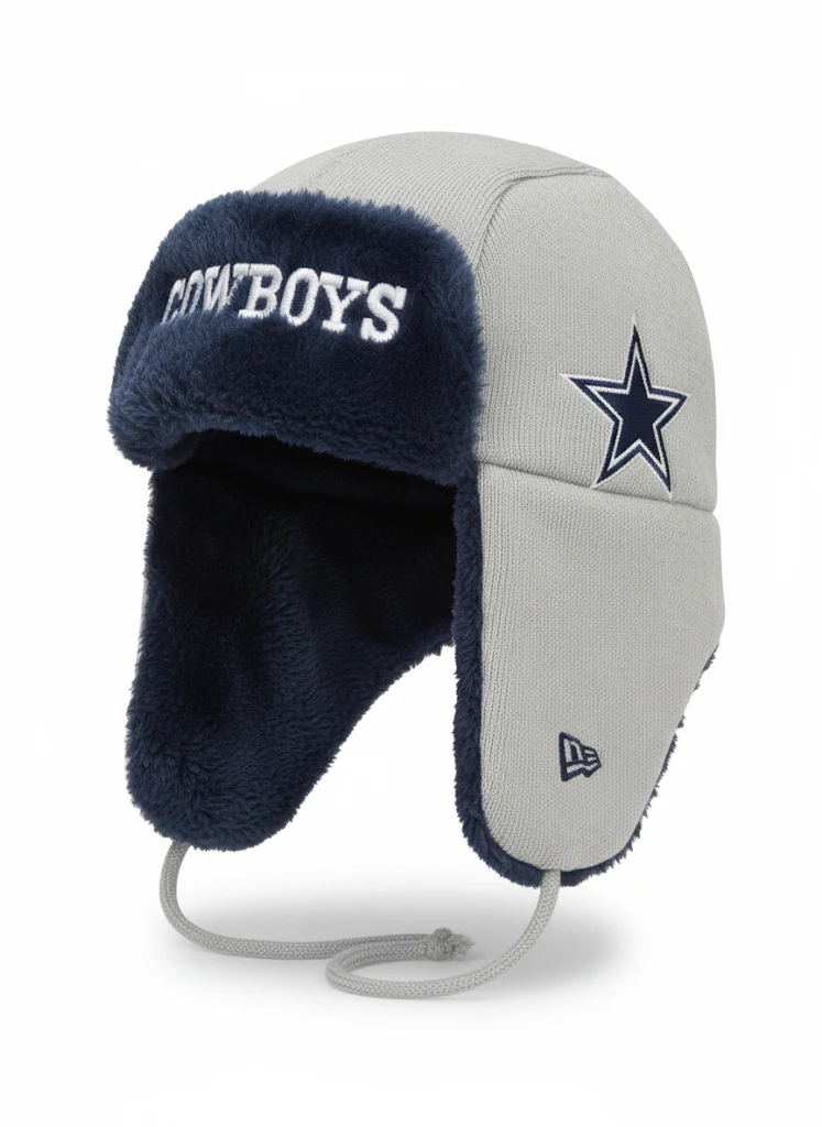 Men's New Era Gray Dallas Cowboys Helmet Head Trapper Knit Hat - Image 2