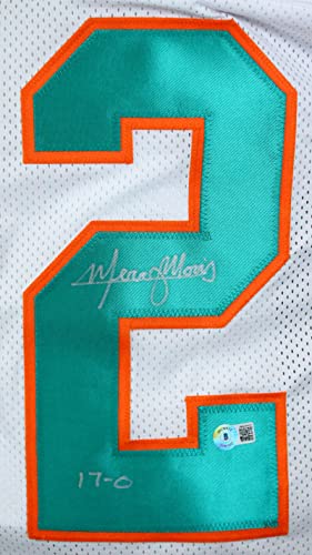 Mercury Morris Autographed White Pro Style Jersey w/17-0-BeckettW Hologram Silver - Image 3