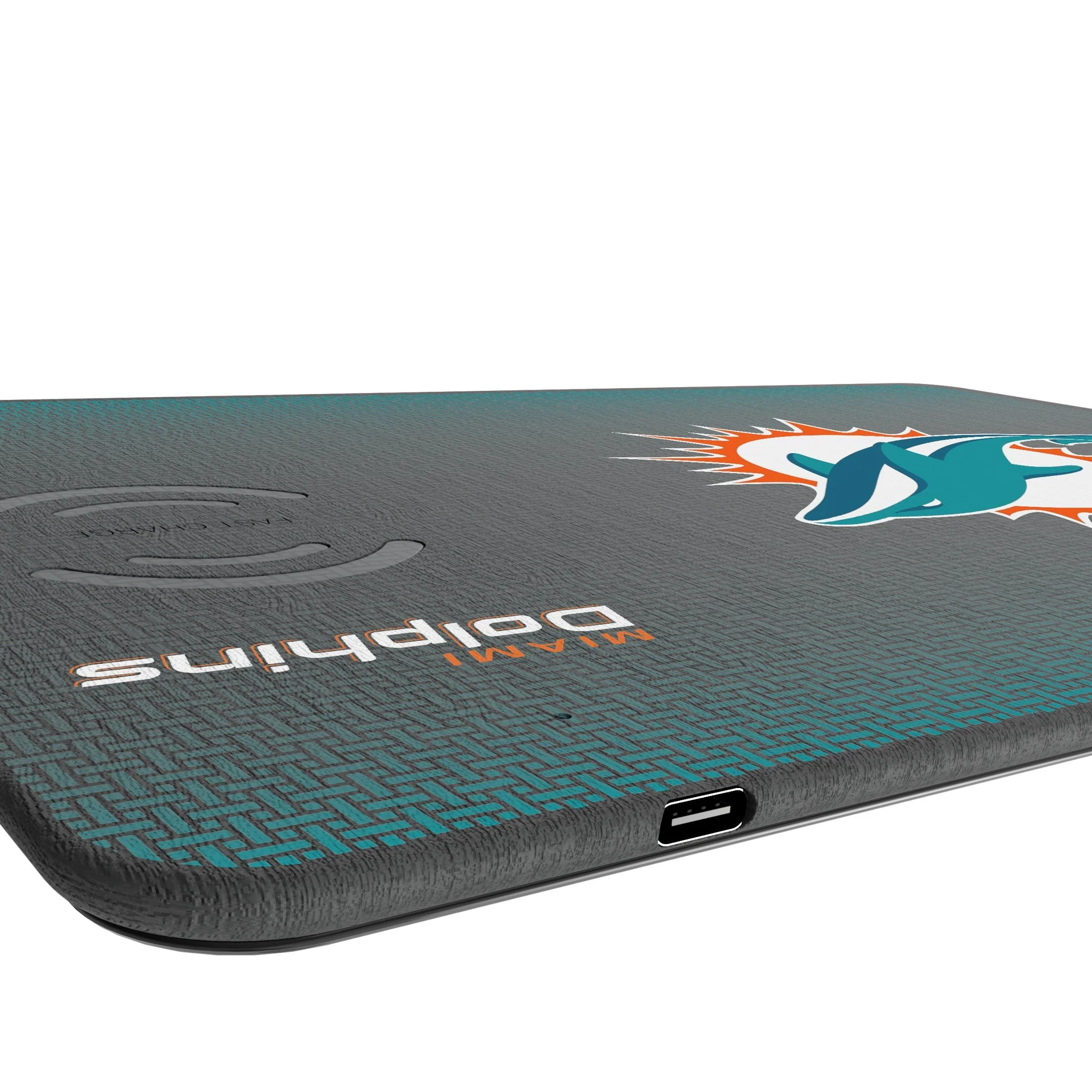 Miami Dolphins Linen 15-Watt Wireless Charger and Mouse Pad - Image 3