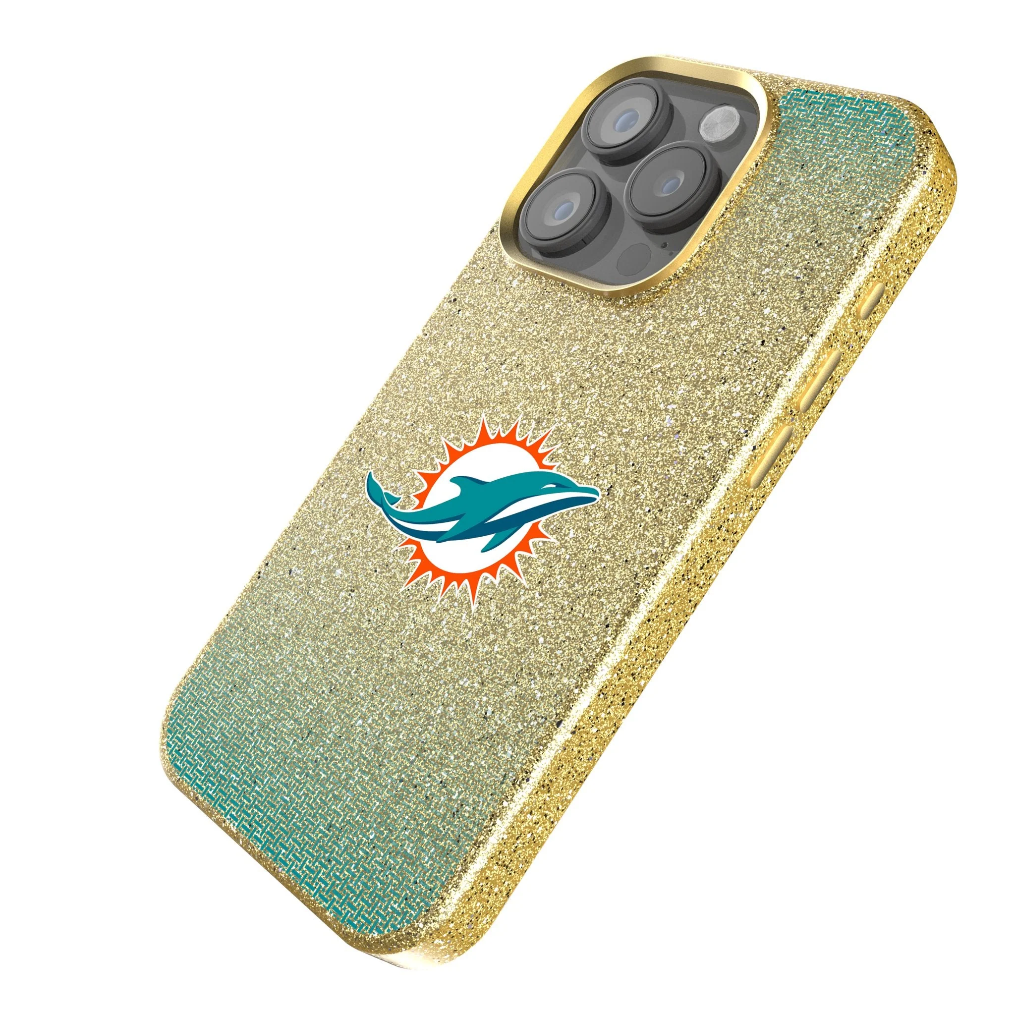 Miami Dolphins Linen Bling Phone Case for Apple iPhone - Image 2