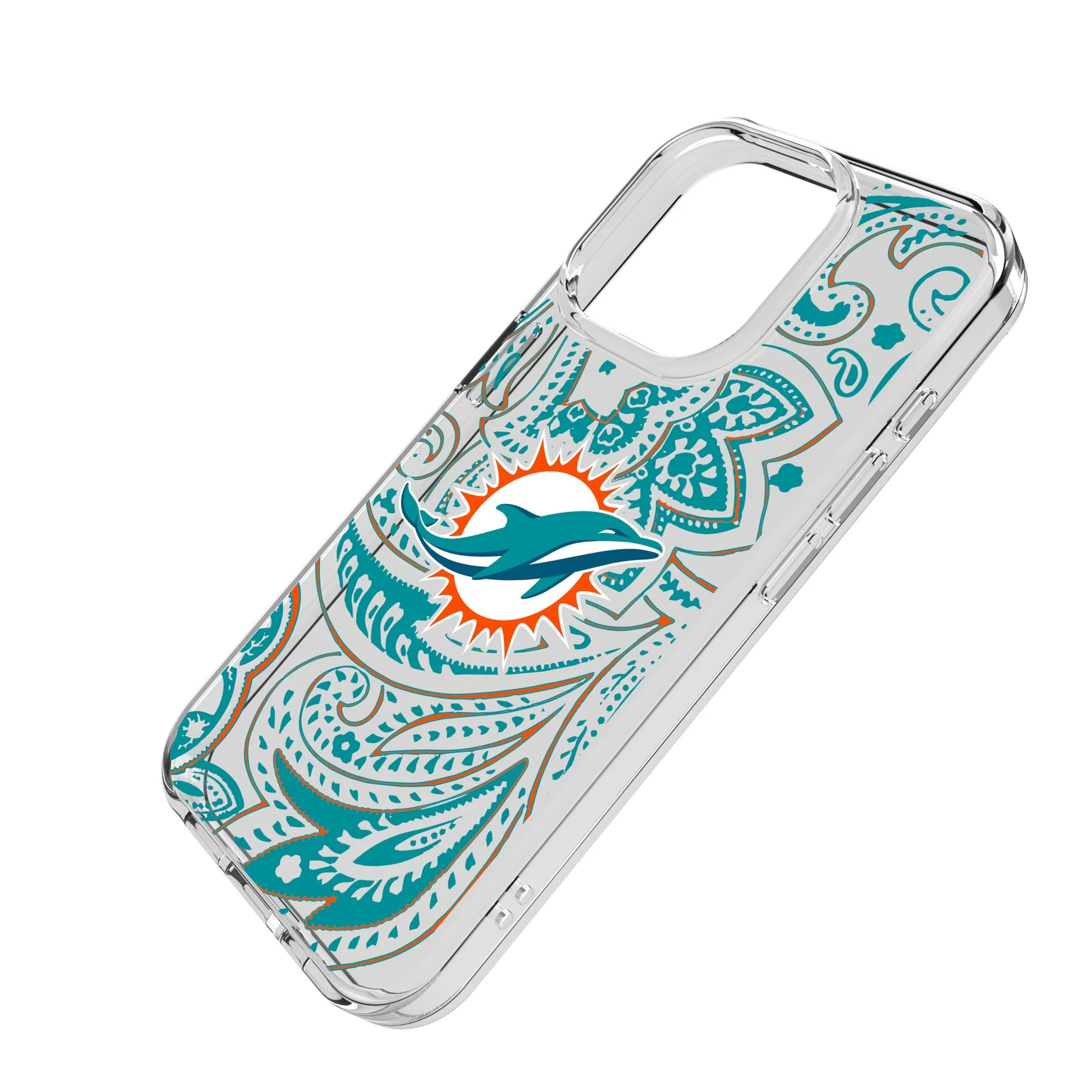 Miami Dolphins Paisley Clear Phone Case for Apple iPhone - Image 2