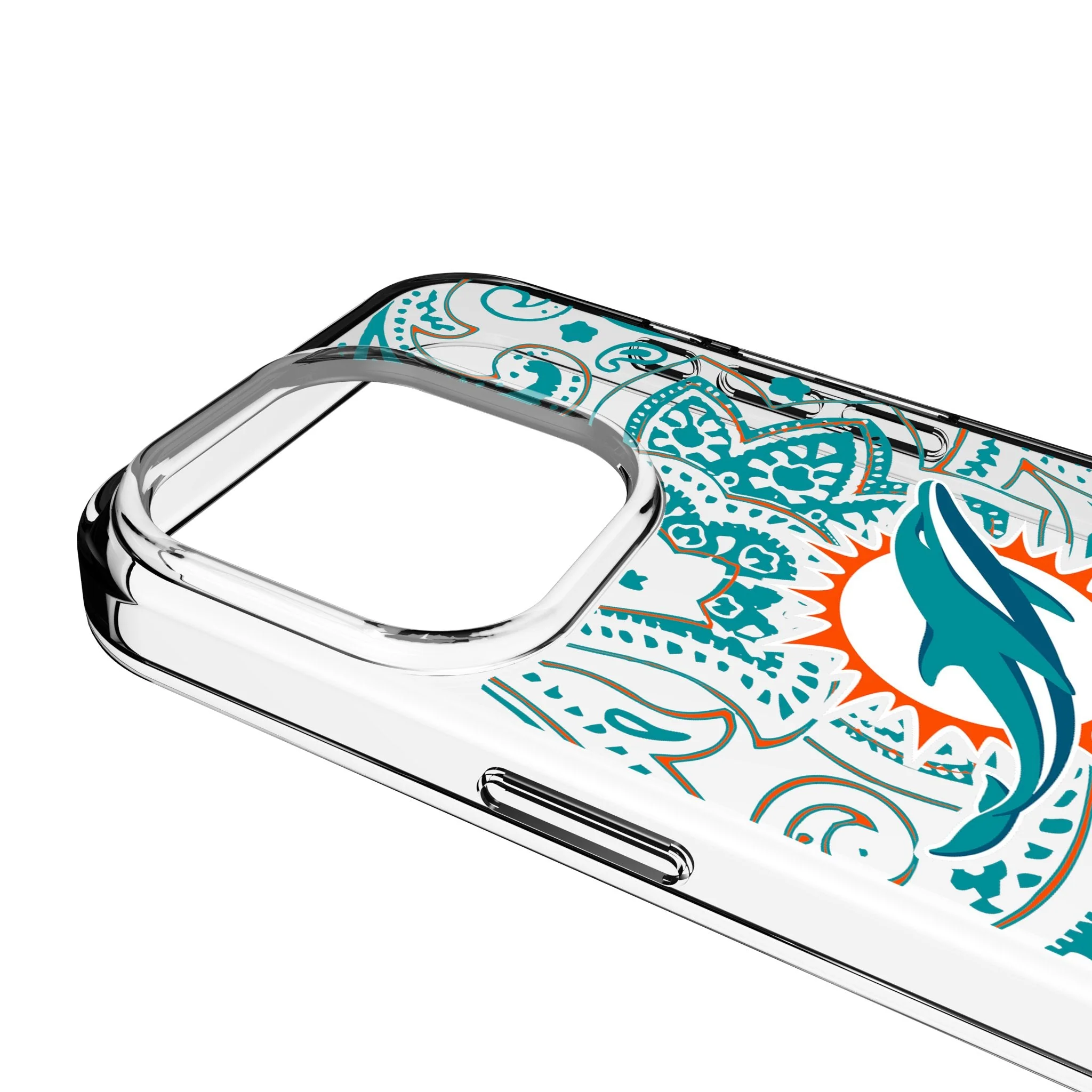 Miami Dolphins Paisley Clear Phone Case for Apple iPhone - Image 3