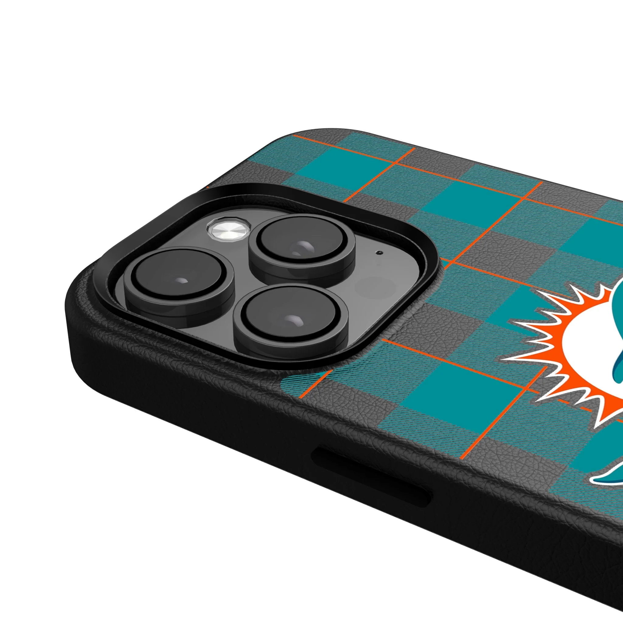 Miami Dolphins Plaid MagSafe Compatible Phone Case for Apple iPhone - Image 4