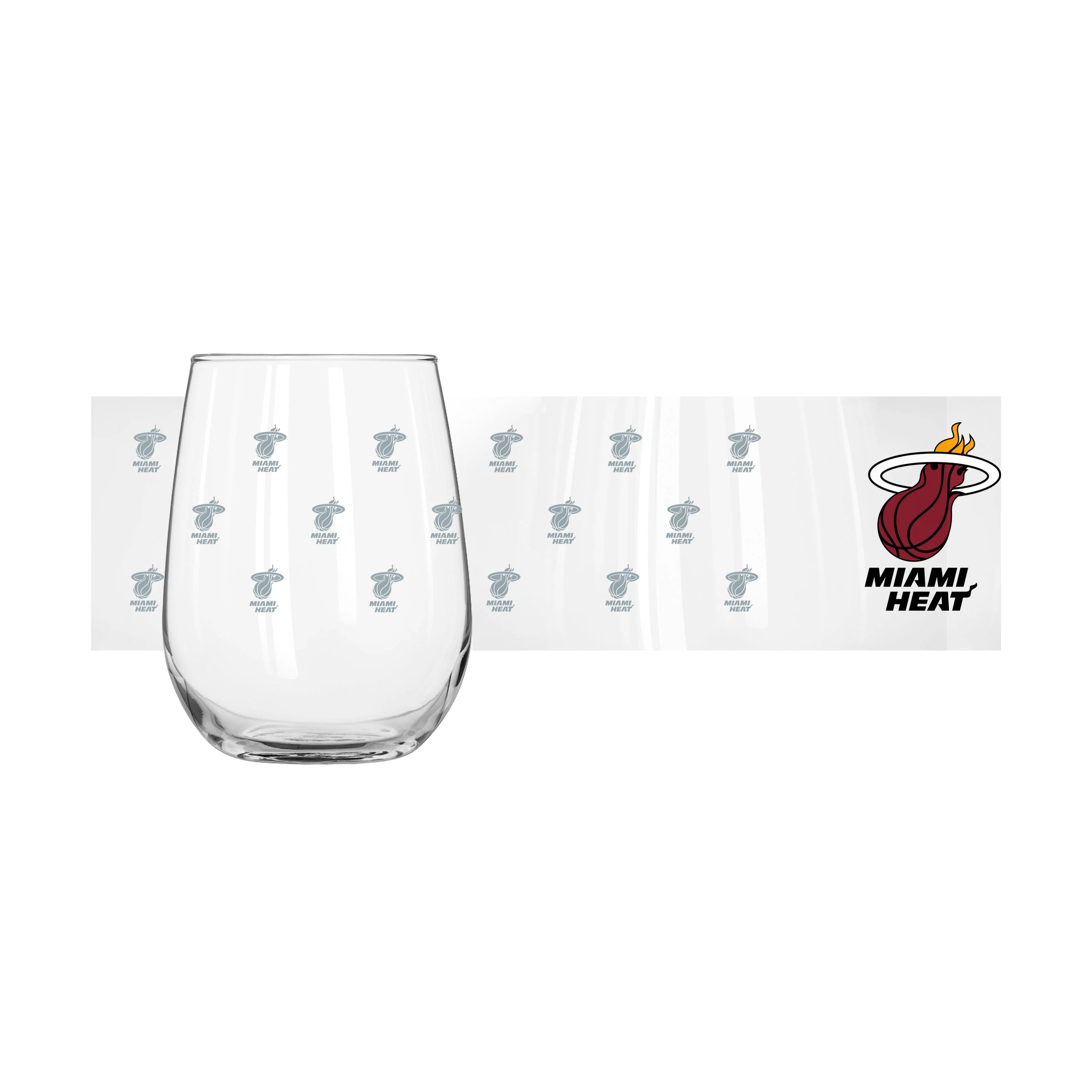 Miami Heat 16oz Satin Etch Curved Beverage Glass - Image 2