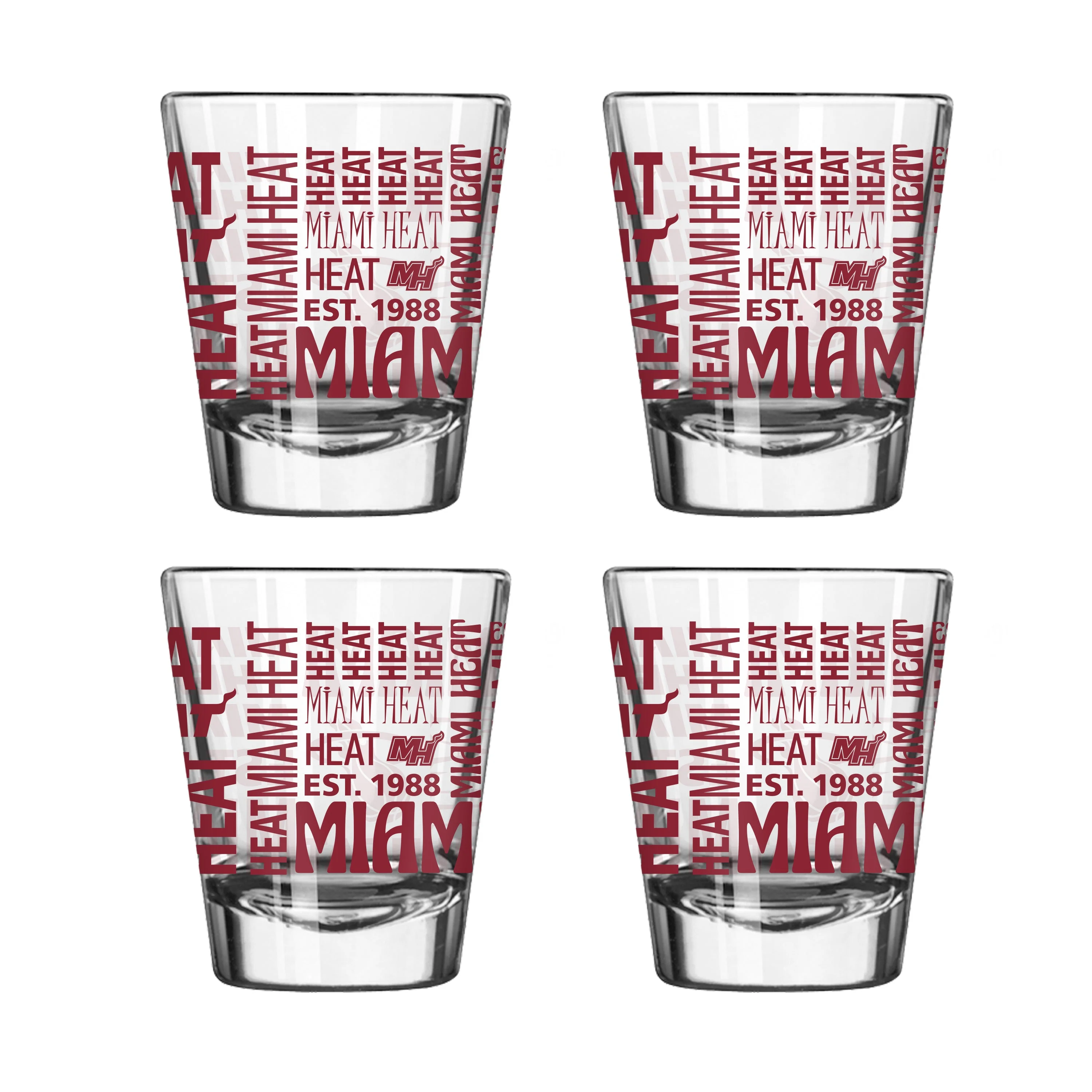 Miami Heat 4pk Spirit 2oz Shot Glass
